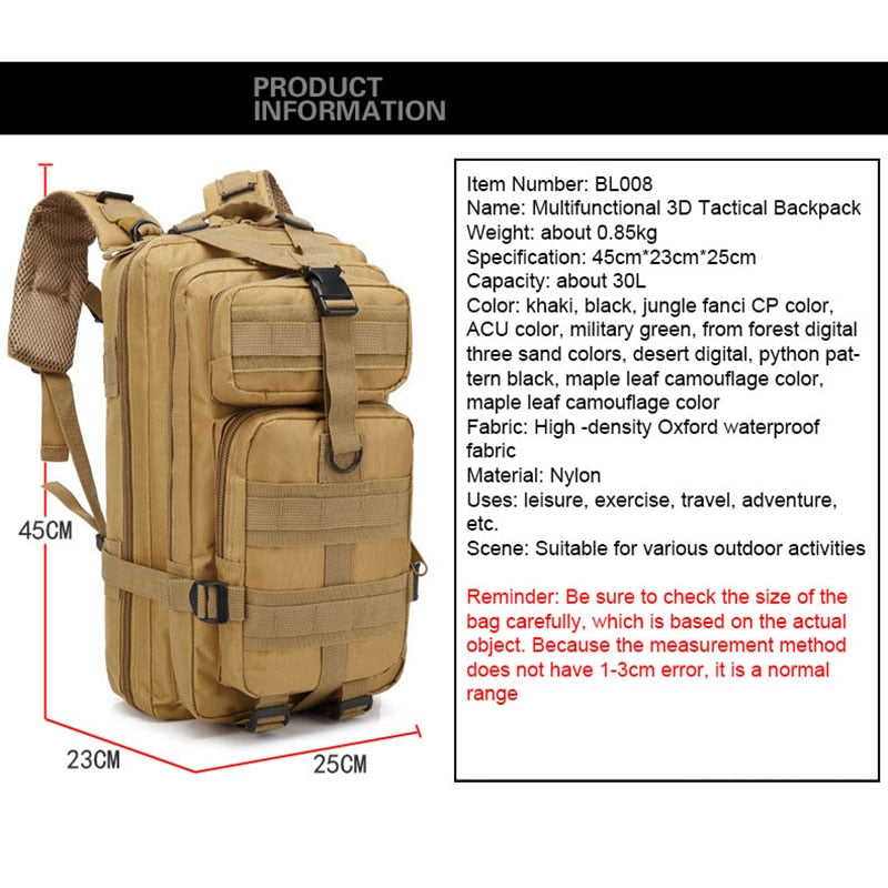 Outdoor Explorer Tactical Backpack: Your Ultimate Adventure Companion - Black Opal PMC