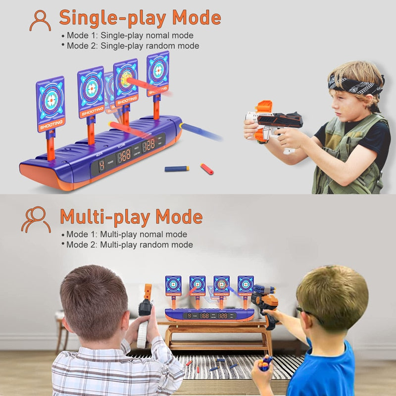 For Nerf Guns Bullets Auto Reset Electric Shooting Target Accessories Kids Sound Light Shooting Game toys High Precision Scoring - Black Opal PMC