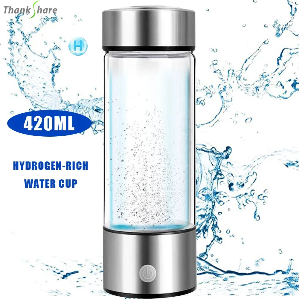 420ML Portable Water Ionizer Bottle Rechargeable Negative Ion Water Cup Hydrogens-rich Water Cup Water Generator Alkaline USB