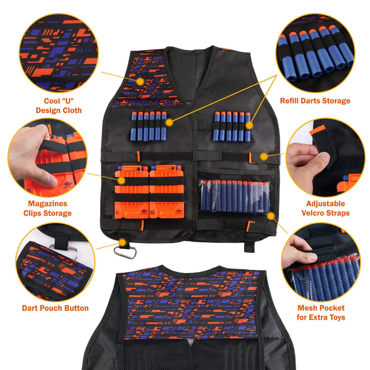 For Nerf NStrike Elite Series Game Kids Tactical Vest Suit Kit Set Outdoor Game Kids Tactical Vest Holder Kit 2021 New fashion - Black Opal PMC