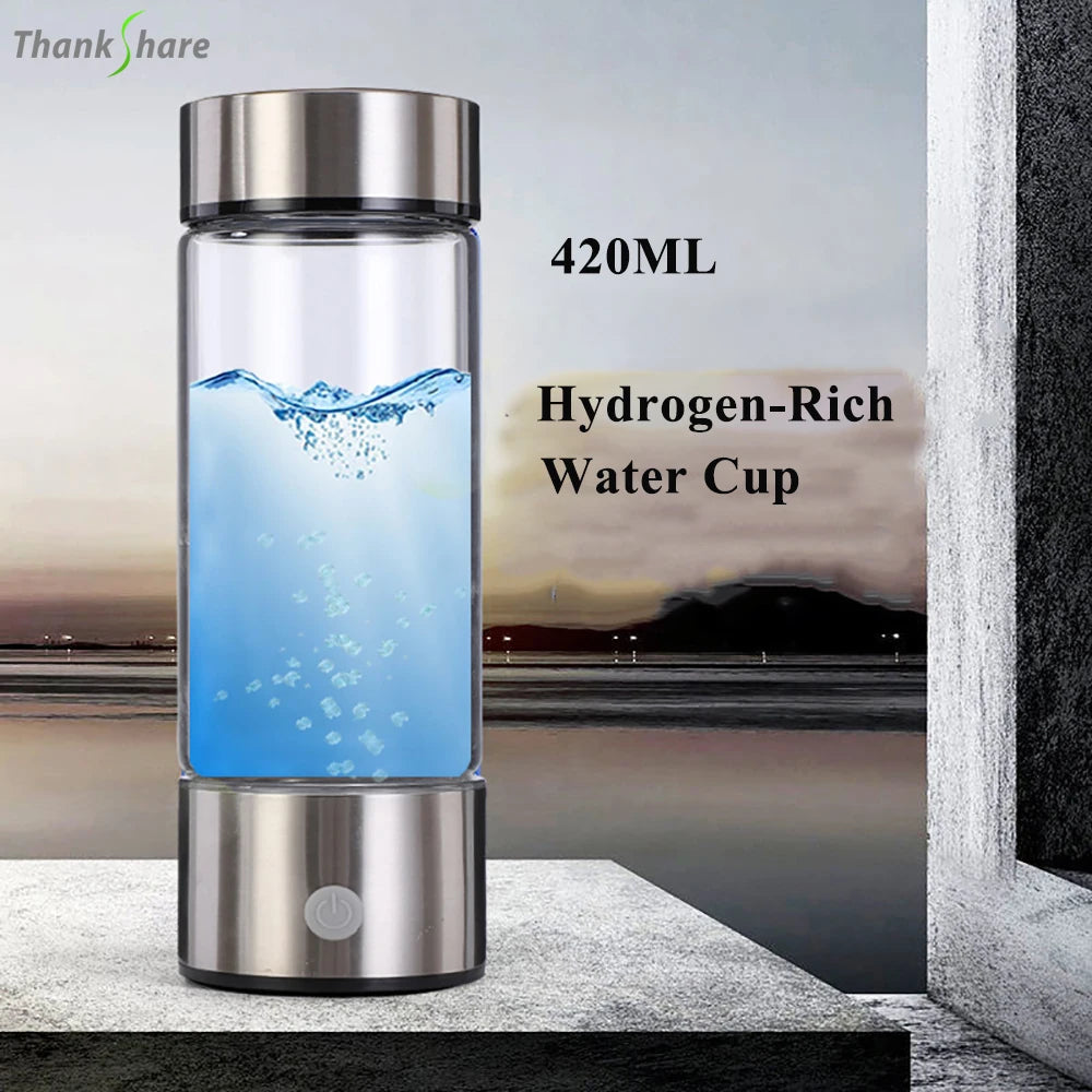 420ML Portable Water Ionizer Bottle Rechargeable Negative Ion Water Cup Hydrogens-rich Water Cup Water Generator Alkaline USB