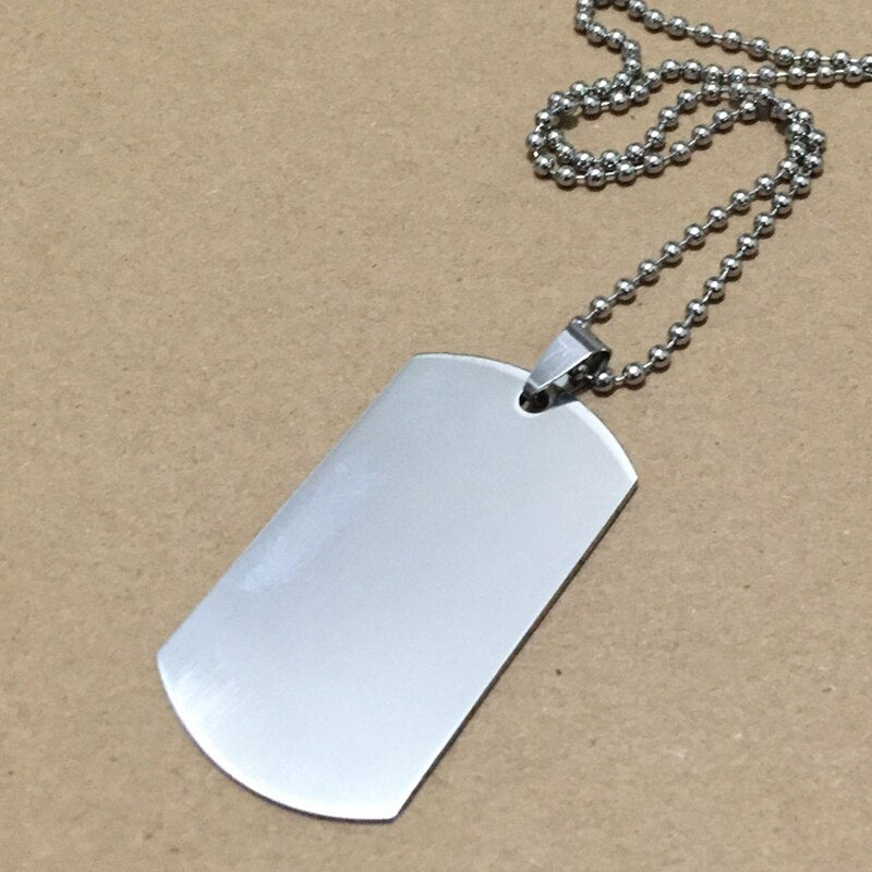 Bold and Chic Military Dog Tag Pendant Necklace - Black Opal PMC