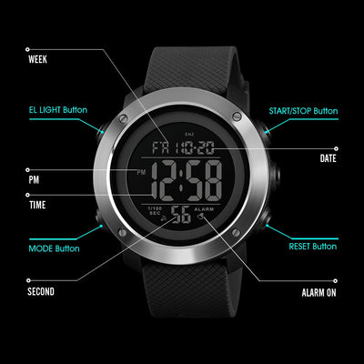 The Ultimate Sport Pro Waterproof LED Digital Watch - Black Opal PMC