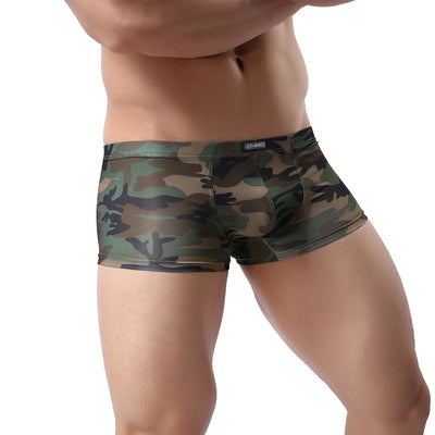 CLEVER-MENMODE Men Sexy Underwear Boxer Male Underpants Mens Military Boxers Shorts U Convex Pouch Underpants Camouflage Panties