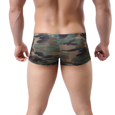 CLEVER-MENMODE Men Sexy Underwear Boxer Male Underpants Mens Military Boxers Shorts U Convex Pouch Underpants Camouflage Panties