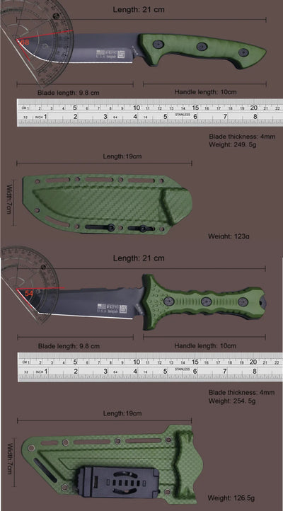 WPKOPYA(USA) Full Tang 440 Hunting Straight Knife +K Sheath, Camping survival knife, outdoor tactical knife