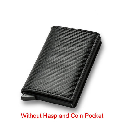 SleekShield Carbon Fiber RFID Card Holder Men Wallet - Black Opal PMC