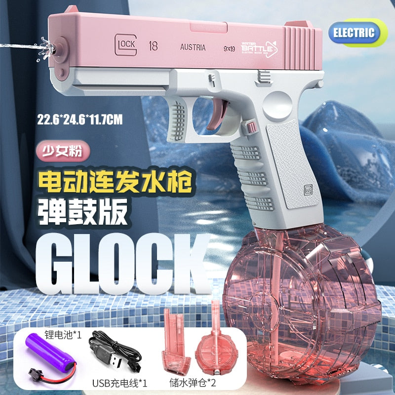 Electric Water Gun Toy Bursts Children's High-pressure Strong Charging Energy Bared Water Automatic Water Spray Glock - Black Opal PMC