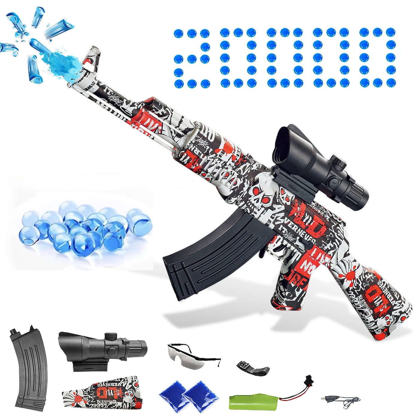 AK47 Gel Blaster Gun Toy Gun Electric Gun For Outdoor Activities - Black Opal PMC