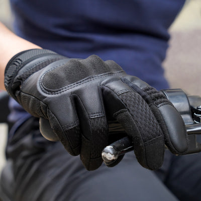 Combat Elite Touchscreen Leather Tactical Gloves - Black Opal PMC