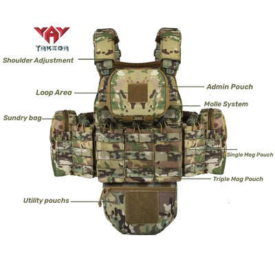 YAKEDA Tactical Vest Outdoor Camouflage Multifunctional  Vest Hunting Equipment Adjustable Tactical Vest CS Simulation