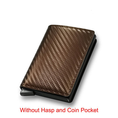 SleekShield Carbon Fiber RFID Card Holder Men Wallet - Black Opal PMC