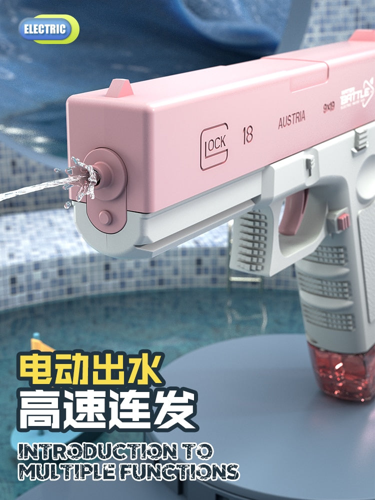 Electric Water Gun Toy Bursts Children's High-pressure Strong Charging Energy Bared Water Automatic Water Spray Glock - Black Opal PMC