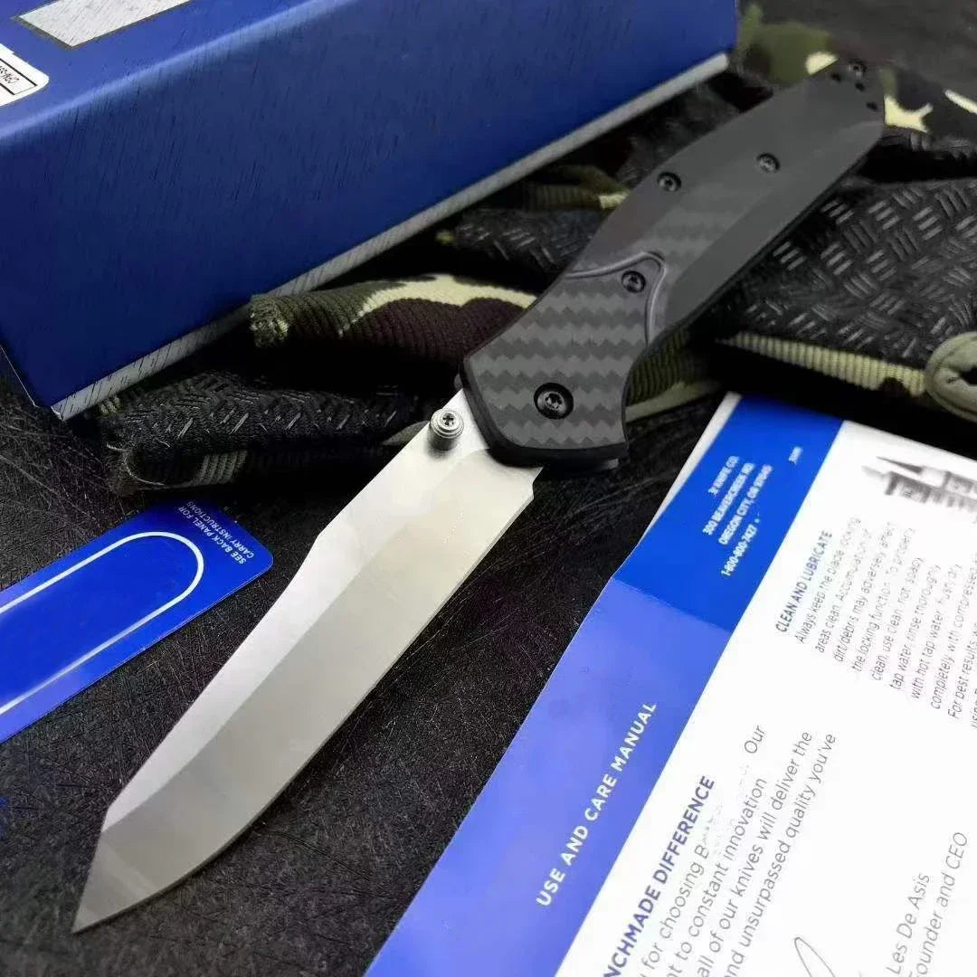 940 Osborne EDC Knife BM Folding Pocket Knife Tanto Blade Plain Edge Tactical Survival Camping Knife Tools Carbon Fiber Handle