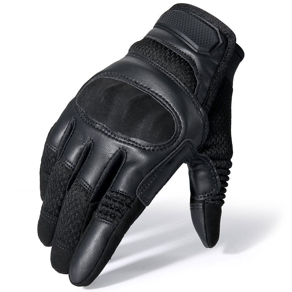 Combat Elite Touchscreen Leather Tactical Gloves - Black Opal PMC