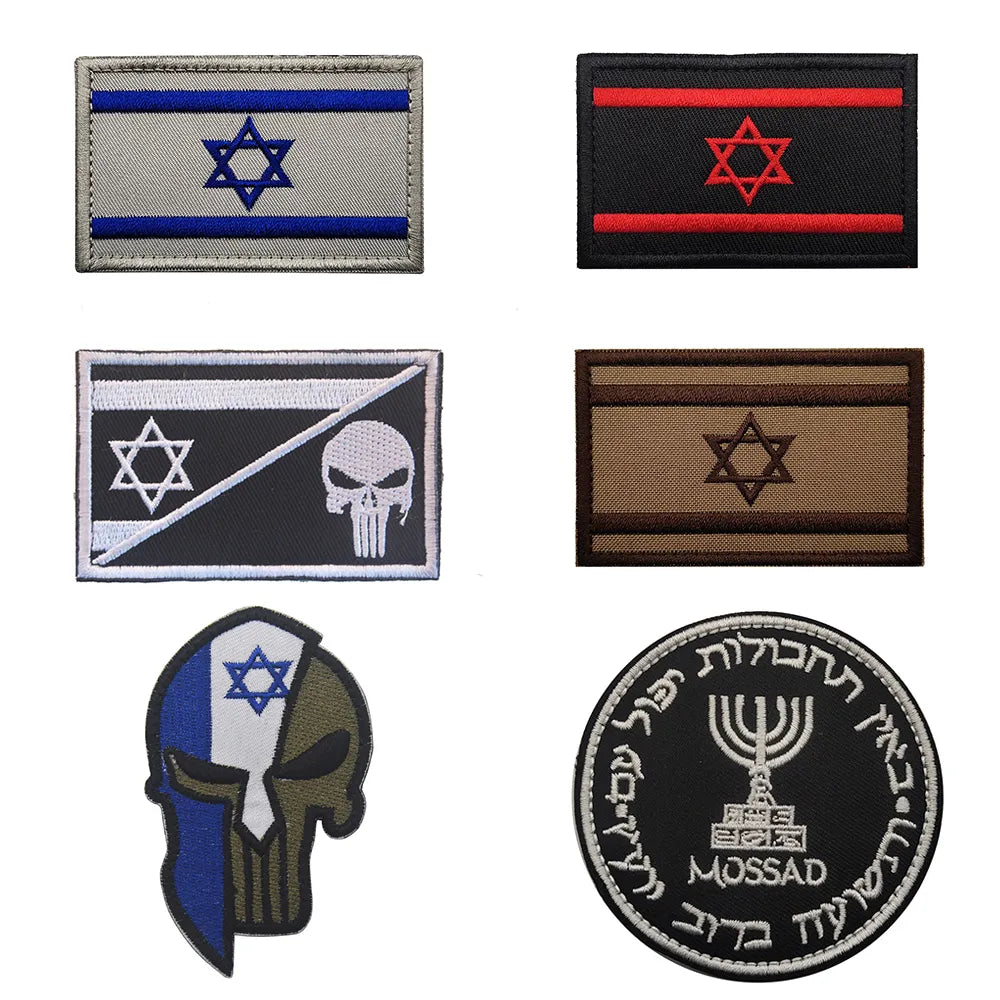 1pcs Israeli National Flag Patches Embroideried Military Uniform Tactical Badge Israel