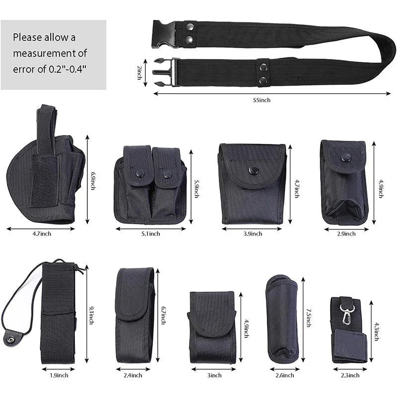 10In1 Tactical Security Duty Belts Multifunctional Gun Holster Flashlight Pouch Sets Utility Kit Belt Military Police Duty Belt