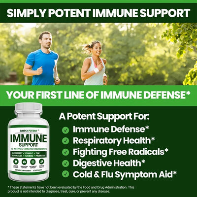 Natural Immunity Boost Elderberry, Zinc, Echinacea, Turmeric, Antioxidant Vitamins, Improve Digestive Health