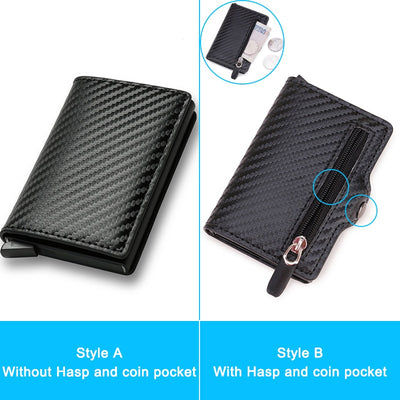 SleekShield Carbon Fiber RFID Card Holder Men Wallet - Black Opal PMC