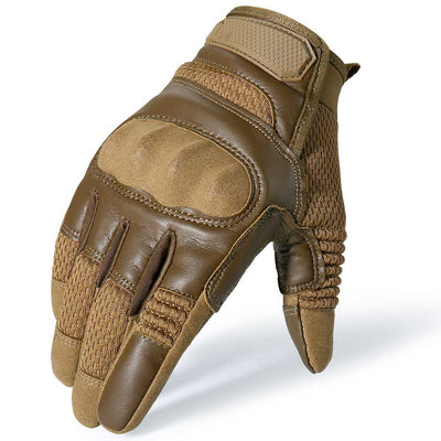 Combat Elite Touchscreen Leather Tactical Gloves - Black Opal PMC