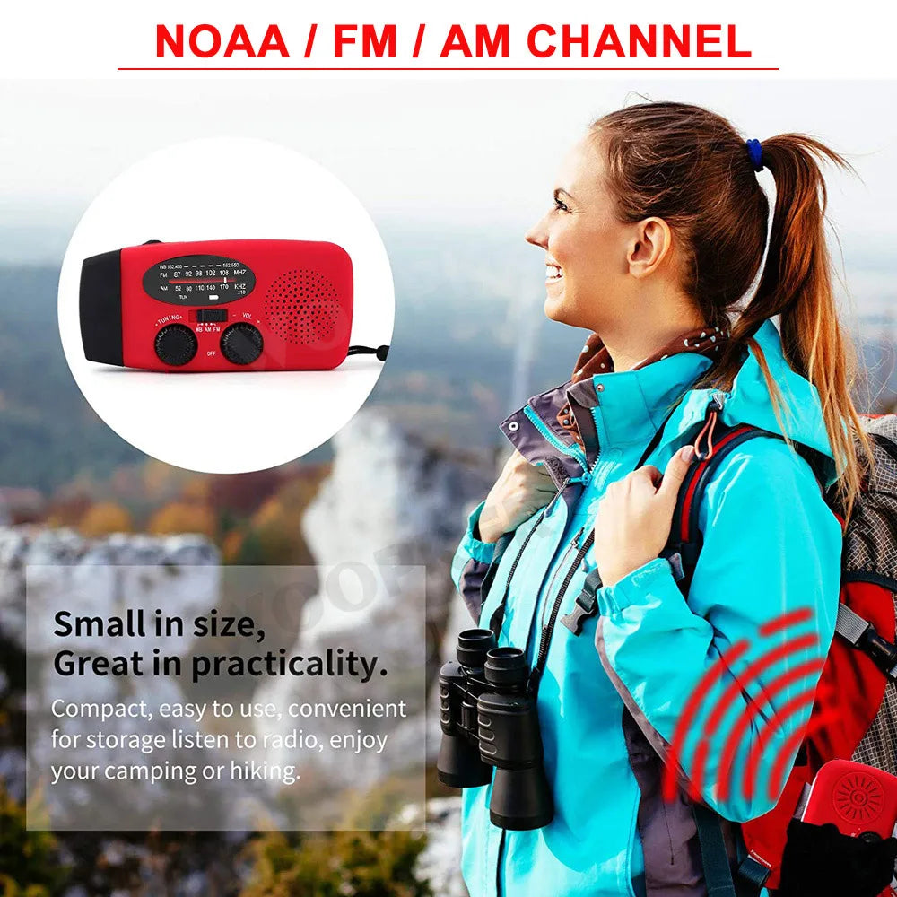 Woopker Radio E01 Multi functional solar powered hand cranked radio USB FM/AM/NOAA WB Weather Radio Emergency Flashlight