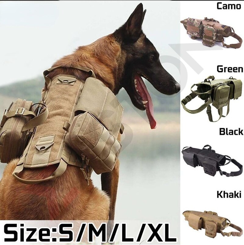 AdventurePup Tactical Training Harness: Durable Nylon Vest for Large Dogs - Black Opal PMC