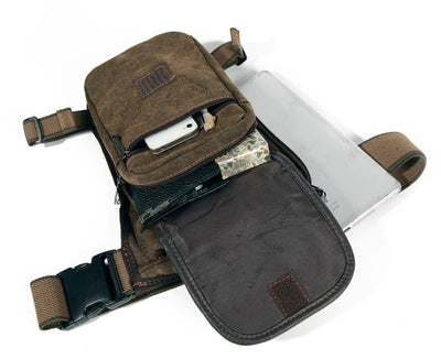 Rugged Explorer's Canvas Drop Leg Bag - Black Opal PMC
