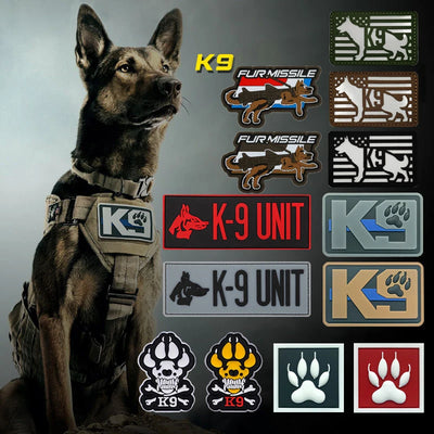 3D PVC K9 Rescue Service Dog Military Dog Hook and Loop Patch Badge Luminous Tactical Backpack Stick Clothing Reflective Armband