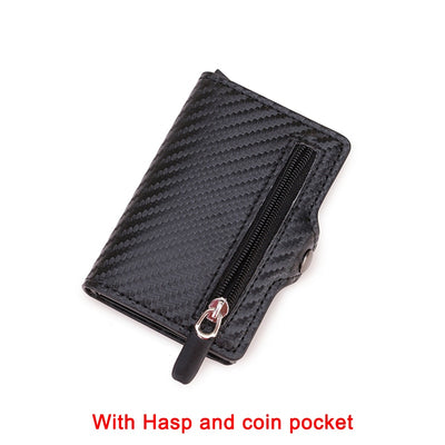 SleekShield Carbon Fiber RFID Card Holder Men Wallet - Black Opal PMC