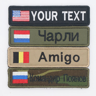 Your Text Name Patches Embroidered Personalized Stripes Badge Hook Backing Or Iron On For Clothing,Uniform,Hat Morale,Dog Collar