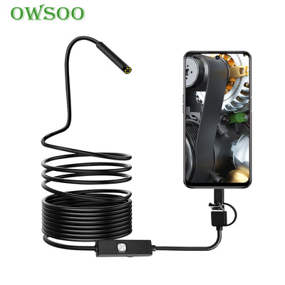 7mm Lens Android Endoscope Camera Adjustable 6 LEDs IP67 Waterproof 1m 2m 5m Micro Inspection Video Camera Snake Borescope Tube