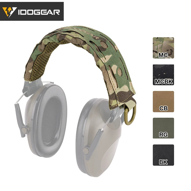 IDOGEAR Tactical Headset Cover With D-Buckle Hanger MOLLE Universal Headset Cover Camouflage Durable Headset Cloth 3948