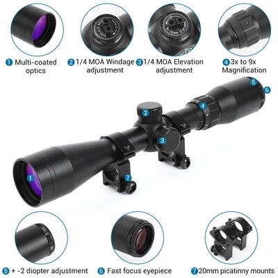 Precision Hunter 3-9x40NG Hunting Riflescope: Elevate Your Aim! - Black Opal PMC