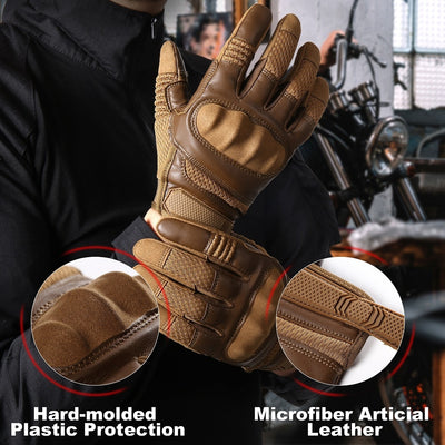 Combat Elite Touchscreen Leather Tactical Gloves - Black Opal PMC