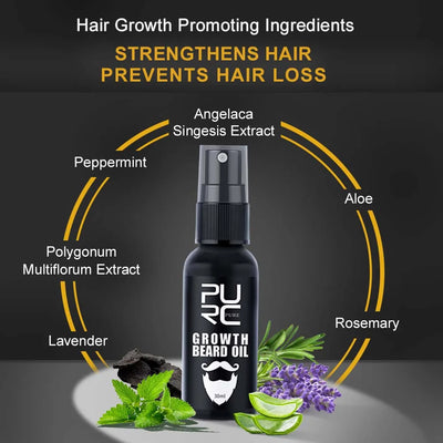 PURC Natural Beard Growth Oil Men Hair Growth Tools Fast Thicken Softener Grooming Treatment Beard Oil Nourishing Beard Care