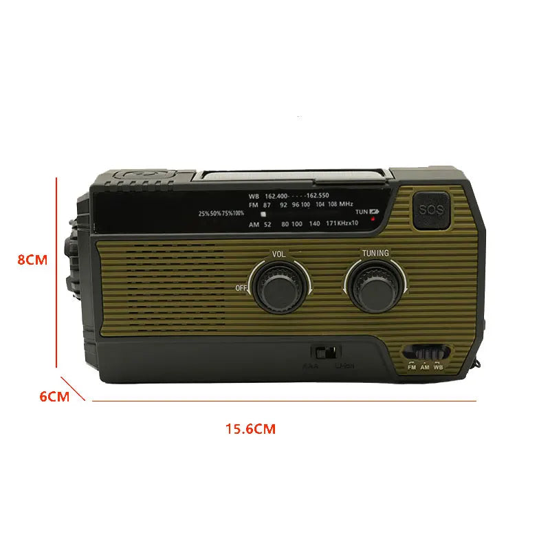 Portable Emergency Radio 4000mAh Solar Hand Crank Cell Phone Charger Radios AM/FM LED Flashlight Outdoor Indoor Light Night