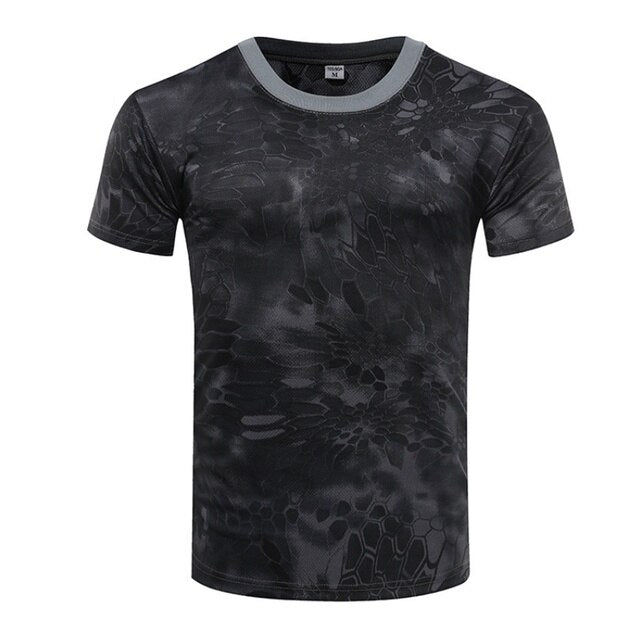 Stealth Mode Camo Men's Outdoor Tee: Embrace the Rugged Charm of Military-Inspired Fashion - Black Opal PMC