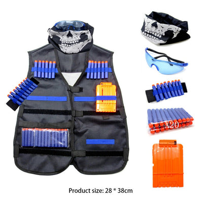 Soft Kids Vest Suit Kit for Nerf N-Strike Elite Undershirt Holder Magazine - Black Opal PMC