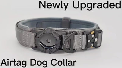 AirTag Dog Collar with Handle, Tactical Dog Collar for Large Medium Dogs, Military Dog with Metal Buckle for Large Dogs