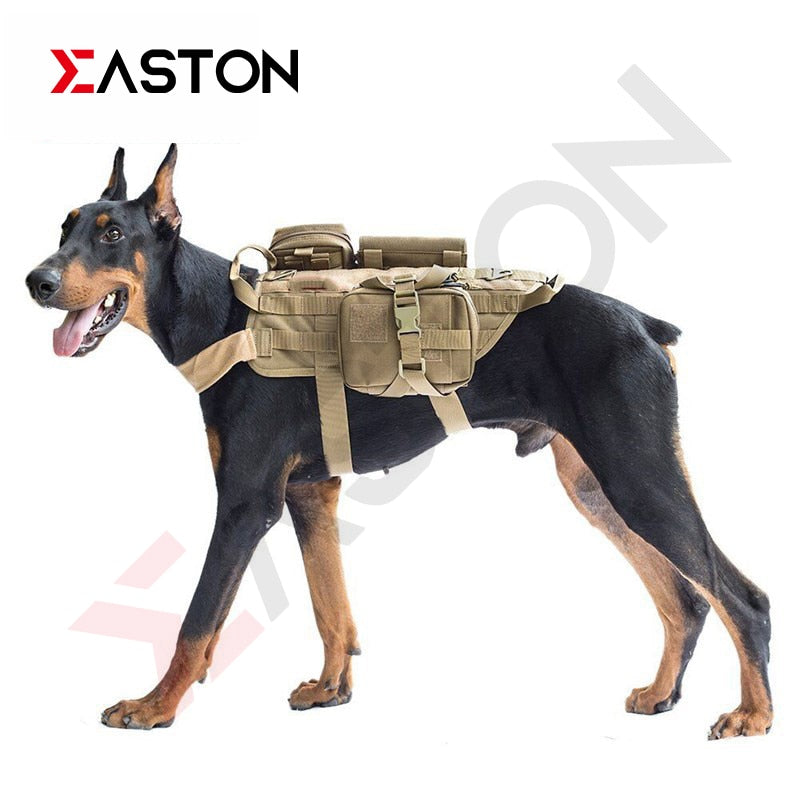 AdventurePup Tactical Training Harness: Durable Nylon Vest for Large Dogs - Black Opal PMC