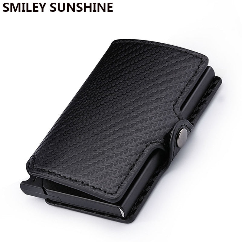 SleekShield Carbon Fiber RFID Card Holder Men Wallet - Black Opal PMC