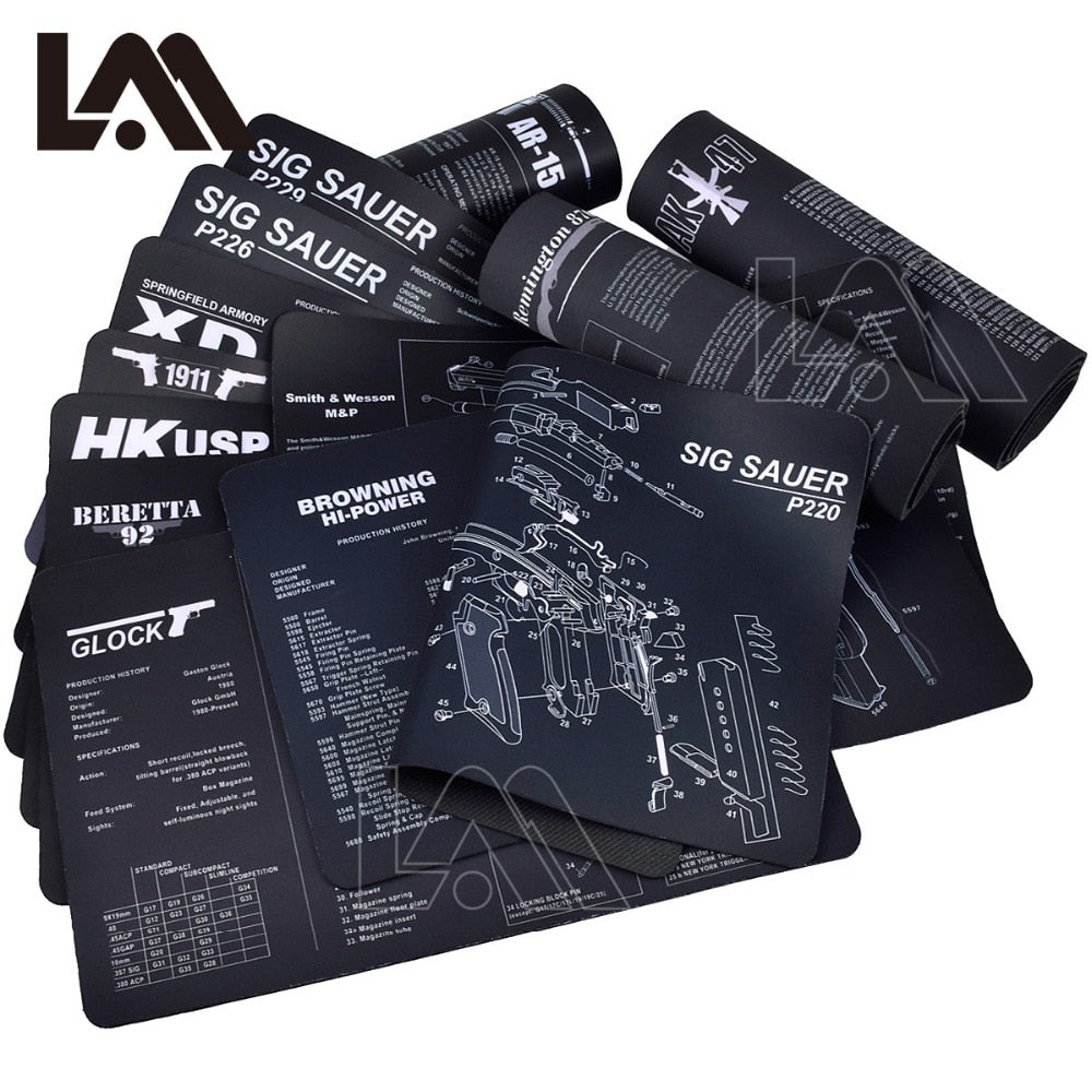 LAMBUL Gun Cleaning Rubber Mat Mouse Pad: The Ultimate Multitasker for Firearm Enthusiasts and Gamers - Black Opal PMC